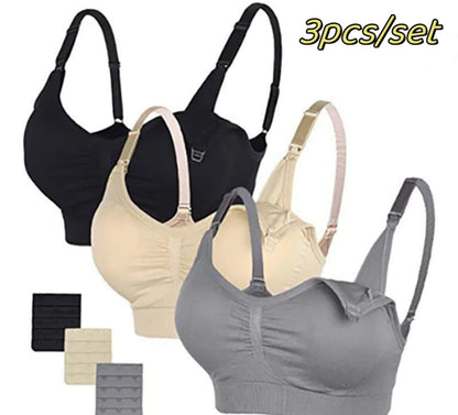 3pcs Seamless Maternity Nursing Bras – Comfort, Support & Easy Feeding