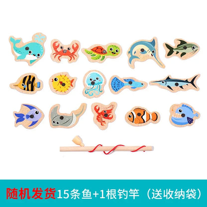Montessori Wooden Fishing Game – Educational Marine Life Toy